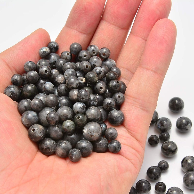 NCB 200PCS 8mm Black Larvikite Round Loose Beads for Jewelry Making DIY Crafts Design - Image 4